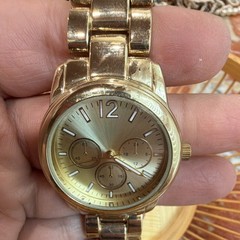 FMD Gold Tone Analog Quartz Dress Wristwatch Bracelet Band Fold-Over Clasp