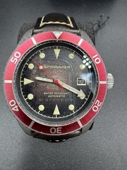 Spinnaker Wreck Red Ring and Gray with Leather Black Dial Wristwatch SP-5089-01