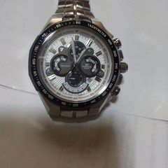 Casio Edifice EF-554DJ Chronograph Tachymeter Silver White Mens Watch Japan