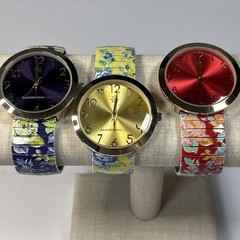 Isaac Mizrahi Watch Floral Expansion Band New Battery Lot 3 Blue Red Yellow