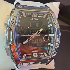 Activa Men’s Analog-Digital Quartz Date 30m Black/Blue Dial White Rubber Strap