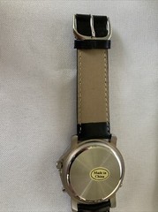 Year 2000 Wrist Watch 1.5″ Red White Blue France & USA Flags Black Leather Strap