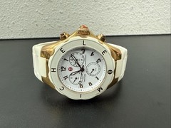 MICHELE Tahitian MWW12F000008 Gold Tone Rubber Band Chronograph NEEDS BATTERY