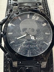Marc Ecko Skull Leather Cuff Watch Black Studded