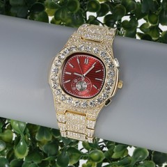 NY LONDON Hip-Hop Gold Plated Rapper’s Metal Band Big CZ Luxury Watch