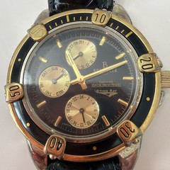 Berenger Brass Case Wristwatch Black Italy Leather Band-Gold /Black Face- “read”