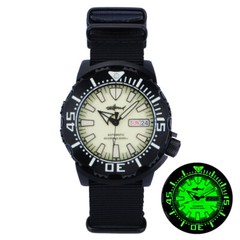 Heimdallr Sharkey Black PVD Ocean Monster Full Lume NH36 Automatic Dive Watch C3