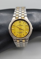 Vintage 18kgp Ottimo Unisex Quartz Watch Rare Yellow Dial 7″ 30mm