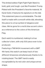 ON HAND Trump #365 Red White & Blue 18k Gold Plated Limited Edition Watch New