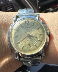 Vtg Wadsworth Silver Tone Hand Wind Bullseye Dial Mens Watch Swiss 1950s