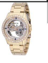 Invicta Objet D Art Men’s Automatic Skeleton Dial Gem-Set Gold Bracelet