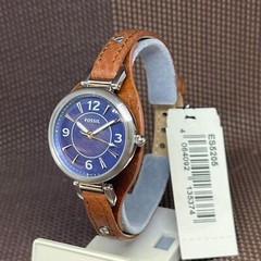 Fossil ES5205 Carlie Brown Leather Strap Blue Dial Analog Classic Women’s Watch