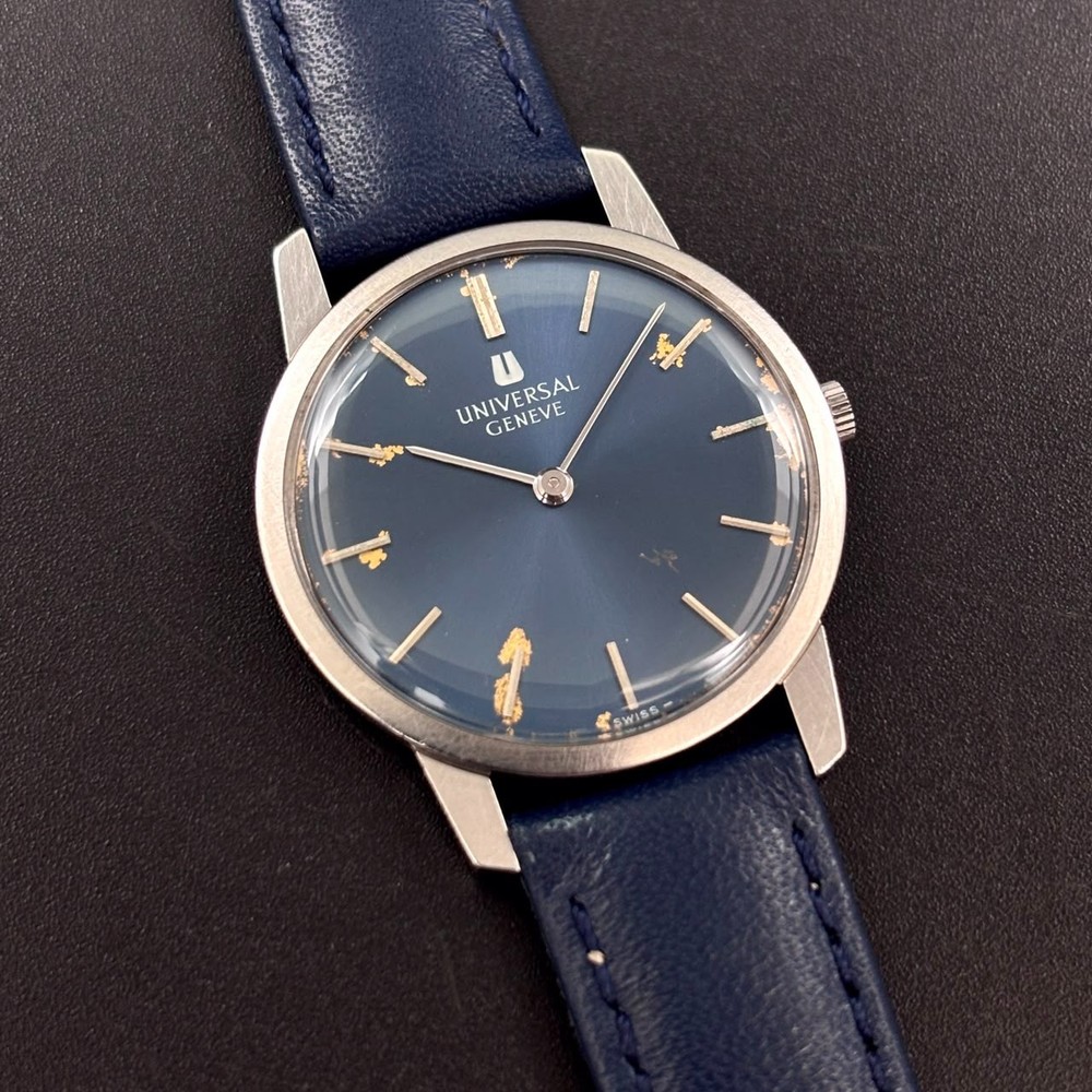 Vintage Universal Geneve Ultra Rare Blue Sunburst Dial Manual Swiss Watch 842101