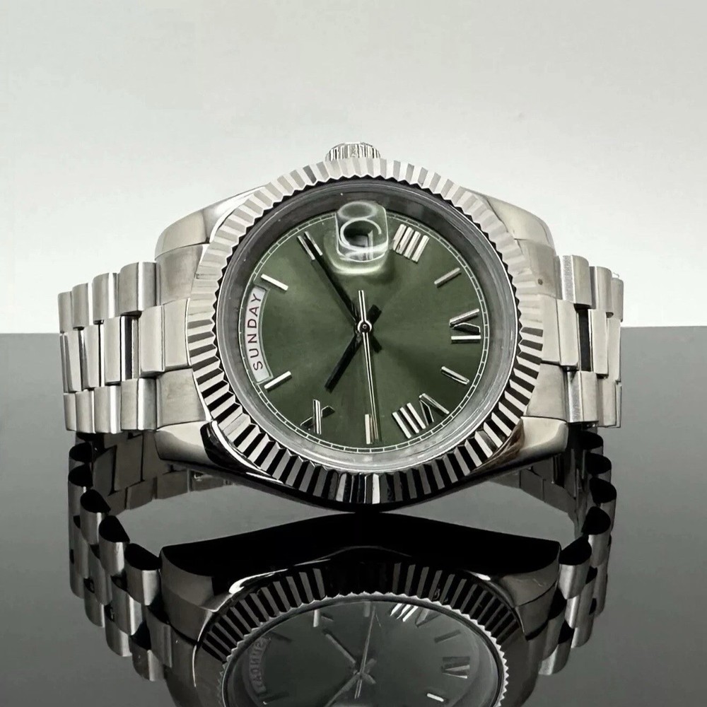 Custom 40mm President Green Dial Style Mod Watch w/ Miyota 8285 Automatic