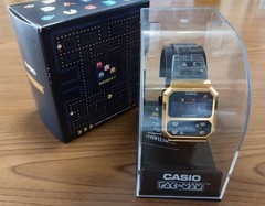 Casio A100WEPC-1BJR Pac-Man Collaboration Quartz Watch 40.7mm Gold Plated