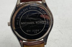 Michael Kors Stainless Steel MK-2259 Quartz Watch Brown Leather Strap 41mm