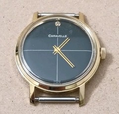 Vintage Caravelle Crosshair Black Dial Men’s Manual Wind Up Dress Watch Swiss