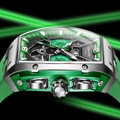 Men’s Automatic Mechanical Watch Tonneau Sapphire Glass 50M Waterproof Luminous