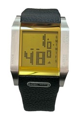 Diesel DZ7077 Digital Men’s Black Leather Band & Case Mineral Glass Quartz Watch