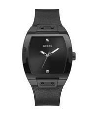Mens Wristwatch GUESS PHOENIX GW0386G1 Silicone Leather Black GENUINE DIAMOND