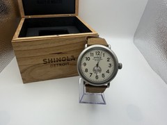 Shinola Argonite-1069 Quartz Watch White Dial Arabic Numerals Brown Strap Box
