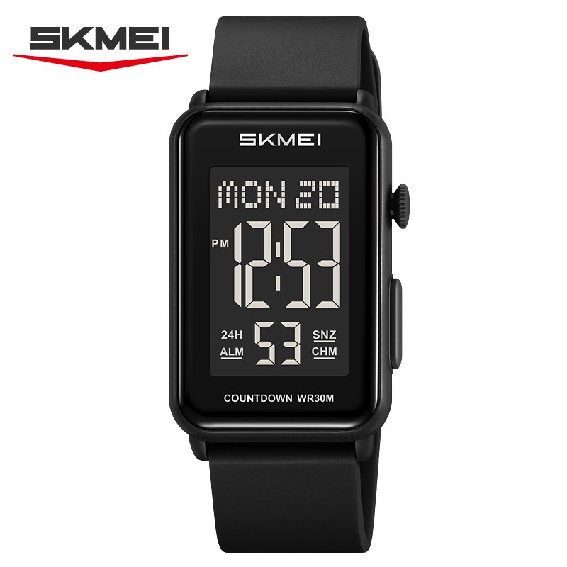 SKMEI Men Rectangle Watch LED Countdown Wristwatch Boys Girl Digital Sport Watch