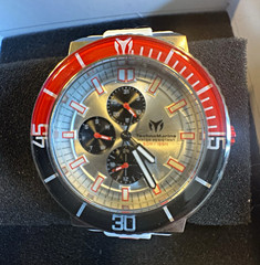TechnoMarine Chronograph Quartz 50m Silver/Black Dial White Rubber 45mm