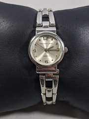 Panama Jack Silver Tone Dial Round Case 21.5 mm Link Bracelet Band Watch 7 Inch
