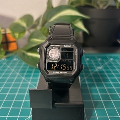 Negative Display Mod Casio Royale AE1200 Watch w/ Leather Strap