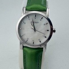 DKNY Quartz Watch Women 50m Silver MOP Leather Swiss Parts Analog New Battery
