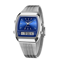 Luxury Men Watch Quartz Dual Time Luminous Waterproof Stainless Steel Wristwatch