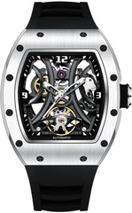 Paras Crown Automatic Stainless Case Silicone Strap Mens Watch