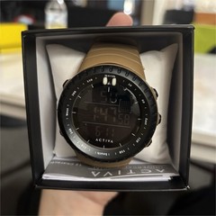ACTIVA Men’s Sport Digital Quartz Watch Black Dial/Case Beige Silicone Strap