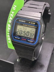 New Casio F-91W Style Digital Watch Black Resin Sport Alarm Chronograph WR
