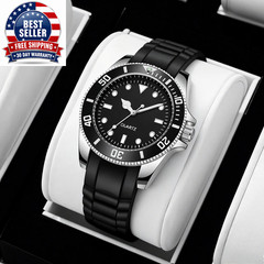 40Mm Quartz Analog Watch with Quartz Movement No Logo Rotating Bezel Rubber Stra