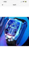 Pindu Wristwatch 42mm Silver Steel Case Black Silicone Strap 50m