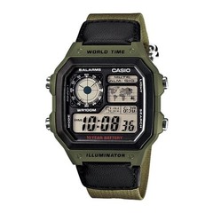 CASIO AE-1200WHB-3BV World Time Digital Nylon Belt Watch
