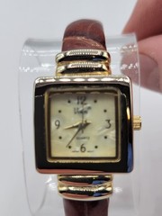 Vivani Womens Mop Dial Cuff Bangle Watch brown toned band New Battery