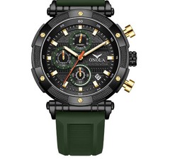 ONOLA Men’s Sport Chronograph Watch Rubber Strap Quartz Large Dial