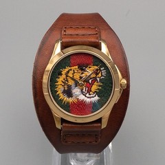 [NEAR MINT] Gucci G-Timeless 126.4 Tiger Embroidery Web Sherry Line Quartz Men’s