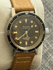Bulova Snorkel 666 Ft Devil Diver Very Rare Bakelite Bezel Pumpkin Patina