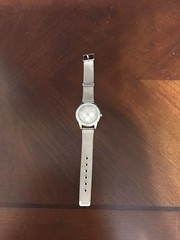 Women’s Silver Tone Quartz Analog Wristwatch Mesh Band Gray Dial Gem-Set Bezel
