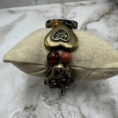Chico’s Watch Women Bronze Tone Elephant Beaded Stretch Bracelet New Battery