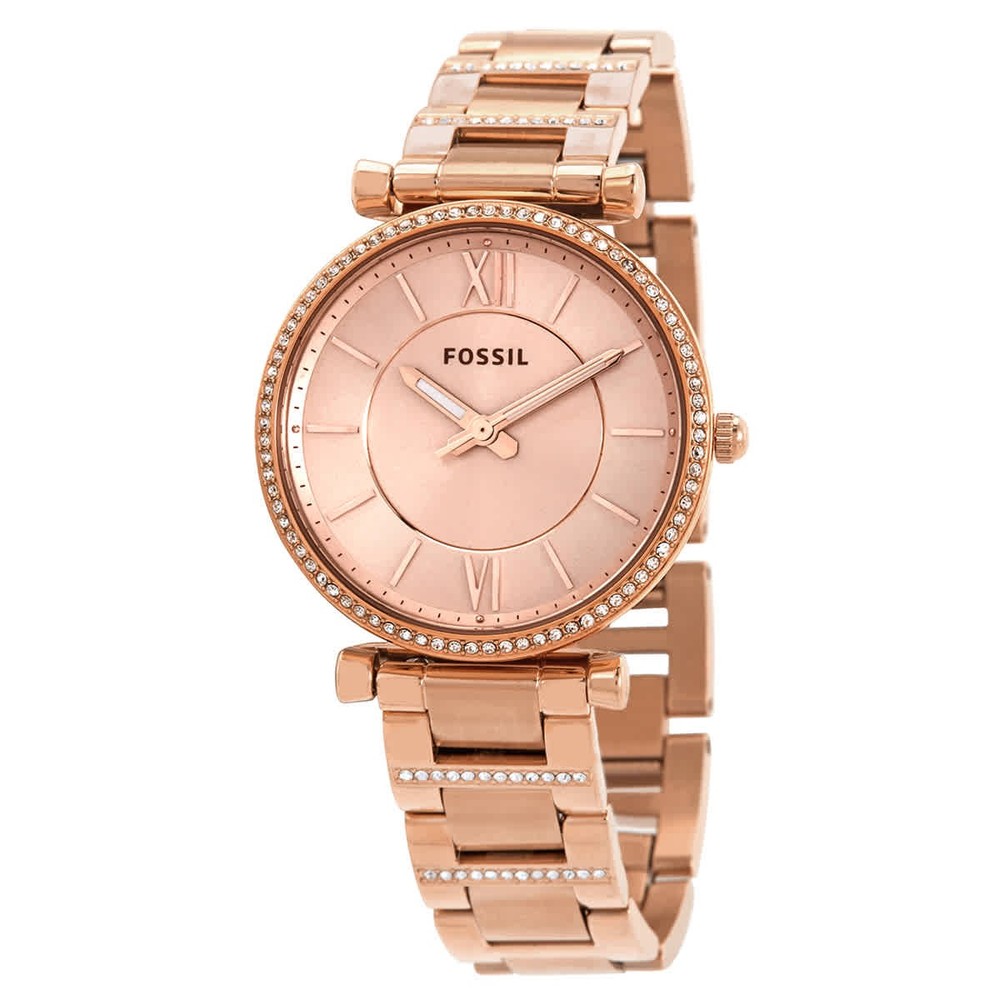 Fossil Carlie Quartz Rose Dial Ladies Watch ES4301
