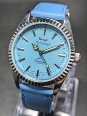 vintage HMT HIMALAYA manual winding 17 jewels blue dial men’s watch