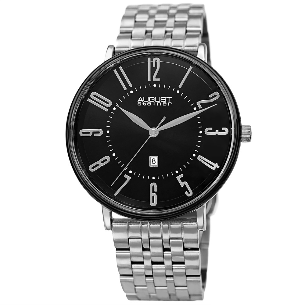 Men’s August Steiner AS8257 Quartz Date Stainless Steel Link Bracelet Watch