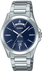 Casio MTP-1370D-2A2 Men’s Stainless Steel Watch Blue Dial Day Date 50M Water WR