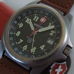 RARE Men’s WENGER Swiss Army SAK Design DUAL TIME GMT TRAIL TITANIUM~NEW STRAP