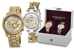 AKRIBOS XXIV Womens AK676YG Two Tone 40mm Watch Set 130194