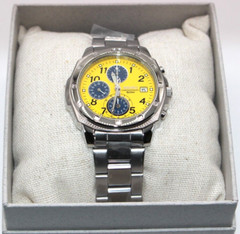 SEIKO SND409 Chronograph Overseas Model Yellow Navy Watch Authentic Japan Gift
